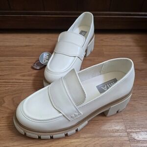 MIA Robbin Platform Loafers Women Sz 6 US Chunky Heels Bone Color Y2k 90s Preppy